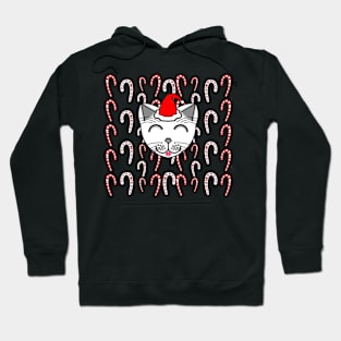 Happy Cat Candy Canes (White Cat) Hoodie